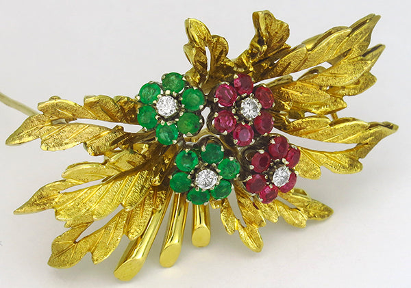 0.25ct Diamond 1.00ct Ruby 0.90ct Emerald Pin