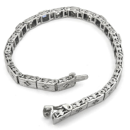 0.30ct Diamond Sapphire White Gold Filigree Bracelet
