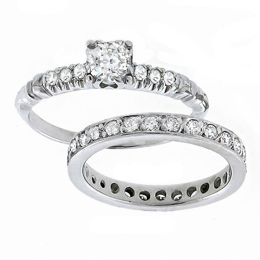 0.40ct  Diamond Engagement Ring & 0.75ct Diamond Eternity  Wedding Band Set