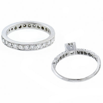 0.40ct  Diamond Engagement Ring & 0.75ct Diamond Eternity  Wedding Band Set