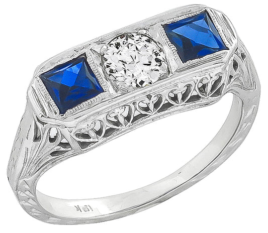 0.40ct Diamond Sapphire Vintage Ring