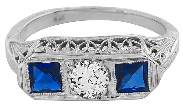 0.40ct Diamond Sapphire Vintage Ring