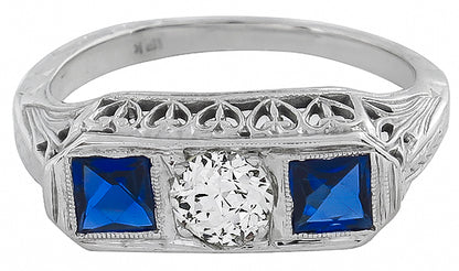 0.40ct Diamond Sapphire Vintage Ring