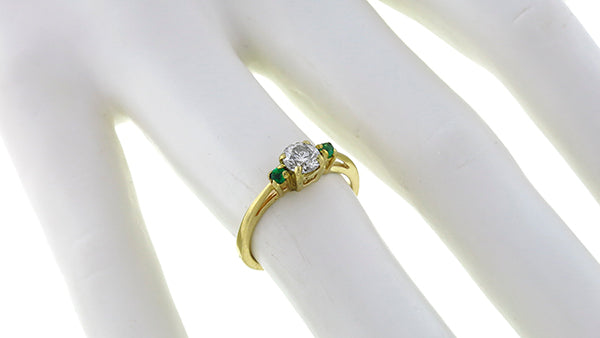 0.45ct Diamond Emerald Gold Engagement Ring