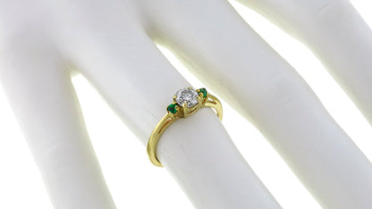 0.45ct Diamond Emerald Gold Engagement Ring