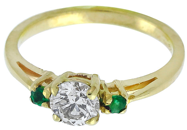 0.45ct Diamond Emerald Gold Engagement Ring