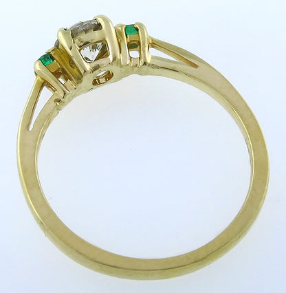 0.45ct Diamond Emerald Gold Engagement Ring