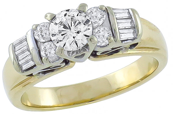0.50ct Center Diamond 0.25ct Side Diamond Gold Ring