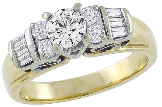 0.50ct Center Diamond 0.25ct Side Diamond Gold Ring