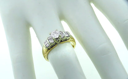 0.50ct Center Diamond 0.25ct Side Diamond Gold Ring