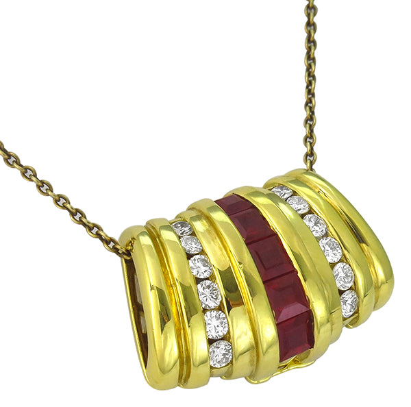 0.50ct Diamond 0.50ct Burmese Ruby Slide Pendant