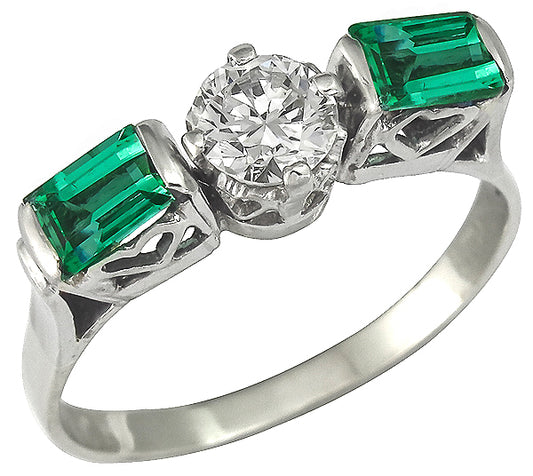 0.50ct Diamond 1.25ct Emerald Ring