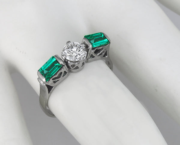0.50ct Diamond 1.25ct Emerald Ring