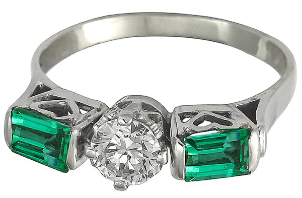 0.50ct Diamond 1.25ct Emerald Ring