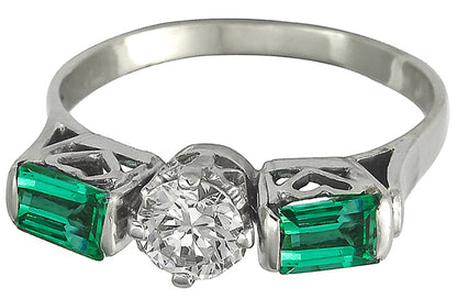 0.50ct Diamond 1.25ct Emerald Ring