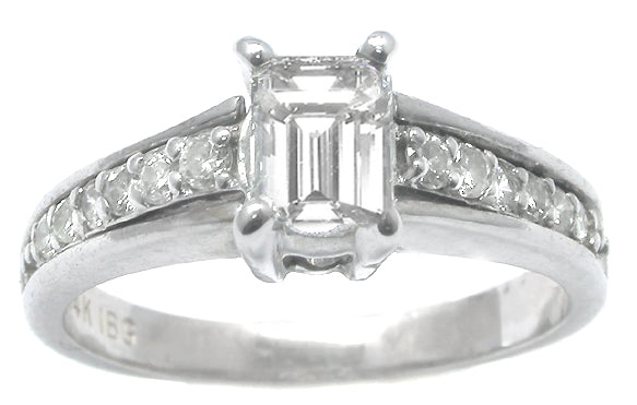 0.50ct Emerald Cut Diamond 14k White Gold Engagement Ring