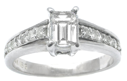 0.50ct Emerald Cut Diamond 14k White Gold Engagement Ring