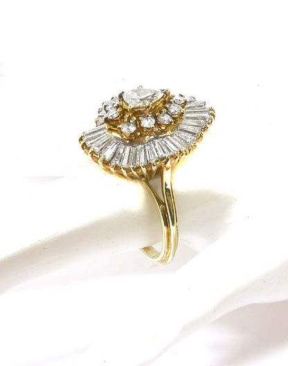 0.50ct Pear Diamond 14k Yellow Gold Ballerina Ring