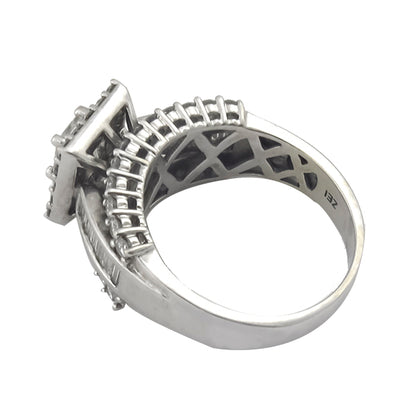 0.50ct Princess Cut Diamond & 2.60ct Diamond Cluster  Ring