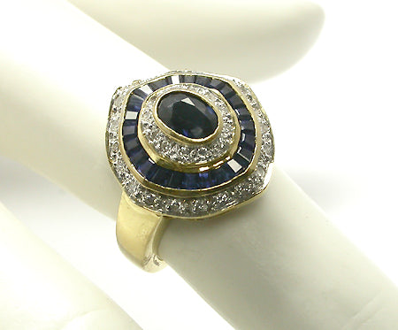 0.50ct Sapphire 0.30ct Diamond 18k Yellow Gold Ring