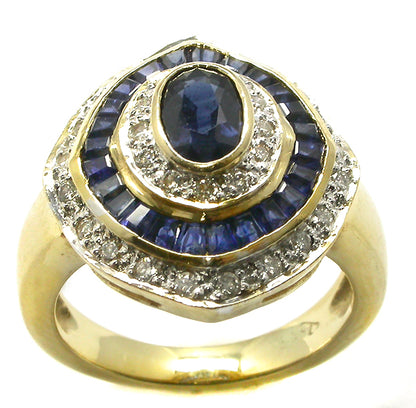 0.50ct Sapphire 0.30ct Diamond 18k Yellow Gold Ring