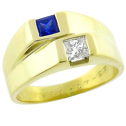 0.50ct Sapphire 0.50ct Diamond Gold Ring