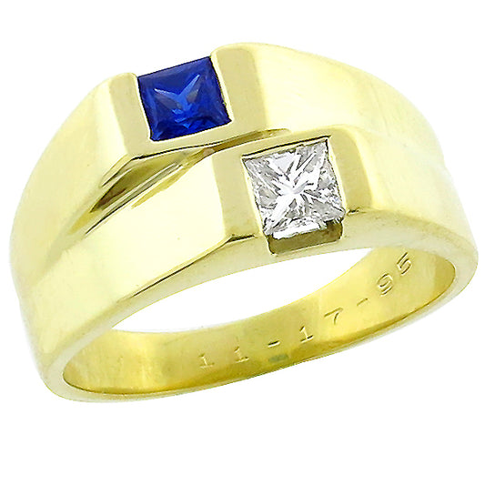 0.50ct Sapphire 0.50ct Diamond Gold Ring