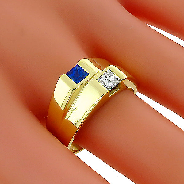 0.50ct Sapphire 0.50ct Diamond Gold Ring