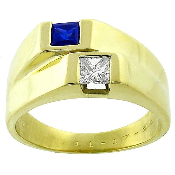 0.50ct Sapphire 0.50ct Diamond Gold Ring