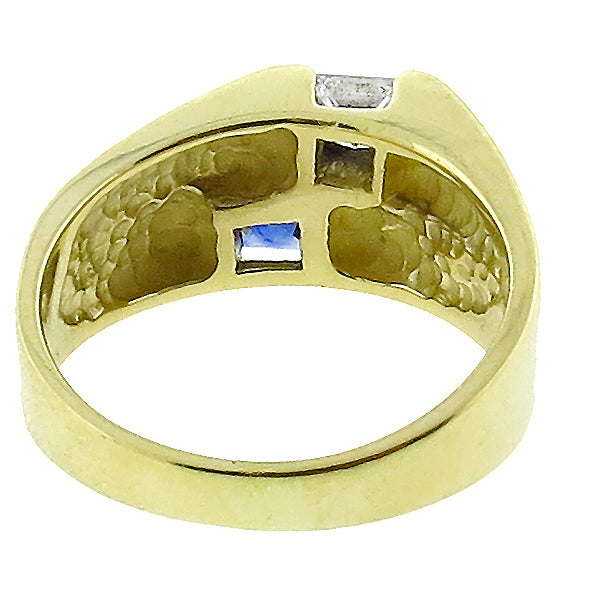 0.50ct Sapphire 0.50ct Diamond Gold Ring