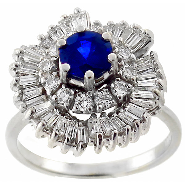 0.50ct Sapphire 1.00ct Diamond Cluster Ballerina Ring