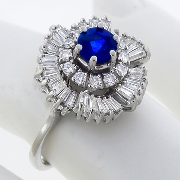 0.50ct Sapphire 1.00ct Diamond Cluster Ballerina Ring
