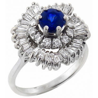 0.50ct Sapphire 1.00ct Diamond Cluster Ballerina Ring