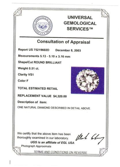 0.51ct Diamond 18k White Gold Engagement Ring w/ Matching Wedding Band