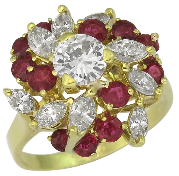 0.55ct Diamond 0.70ct Ruby 0.80ct Marquise Cut Diamond Ring