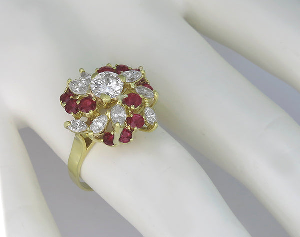 0.55ct Diamond 0.70ct Ruby 0.80ct Marquise Cut Diamond Ring