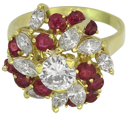 0.55ct Diamond 0.70ct Ruby 0.80ct Marquise Cut Diamond Ring