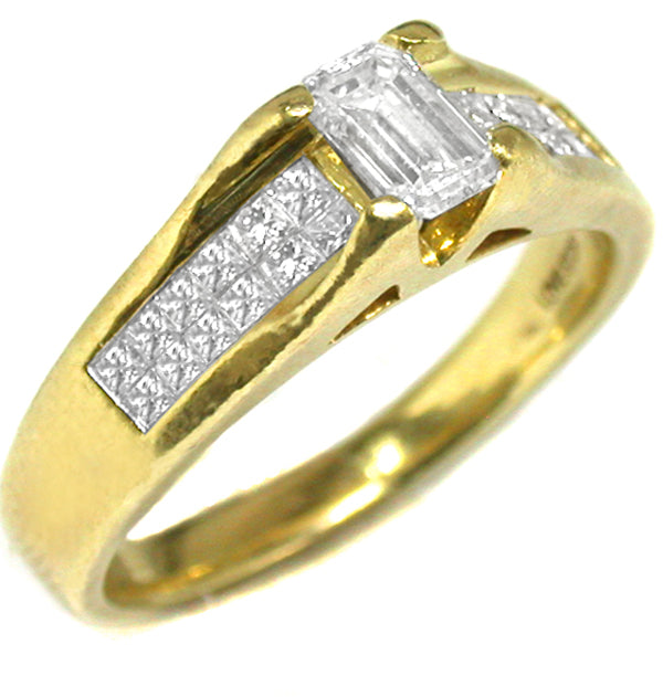 0.55ct Emerald Cut Diamond 18k Yellow  Gold Engagement Ring