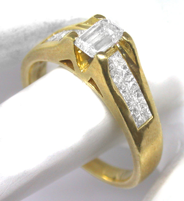 0.55ct Emerald Cut Diamond 18k Yellow  Gold Engagement Ring