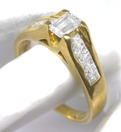 0.55ct Emerald Cut Diamond 18k Yellow  Gold Engagement Ring
