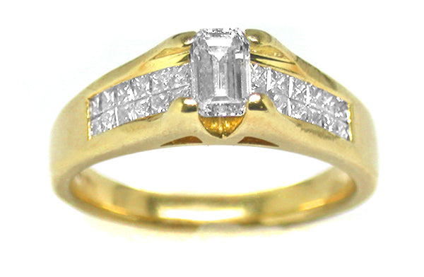 0.55ct Emerald Cut Diamond 18k Yellow  Gold Engagement Ring
