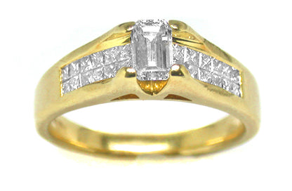 0.55ct Emerald Cut Diamond 18k Yellow  Gold Engagement Ring