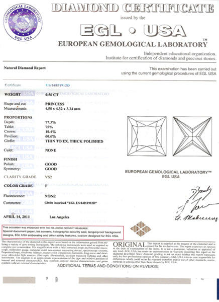 0.56ct Princess Cut Diamond Platinum Solitaire Engagement Ring