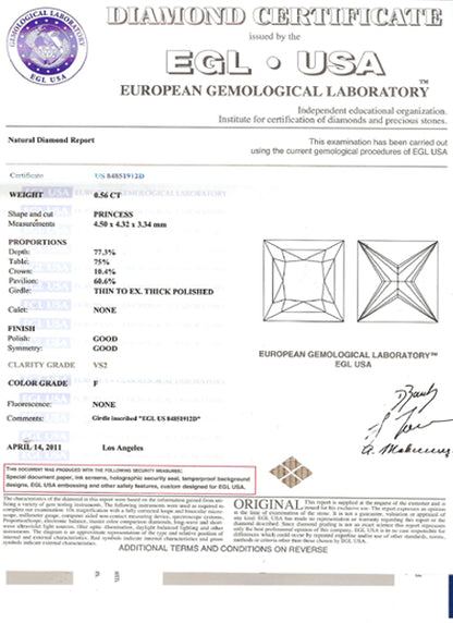 0.56ct Princess Cut Diamond Platinum Solitaire Engagement Ring