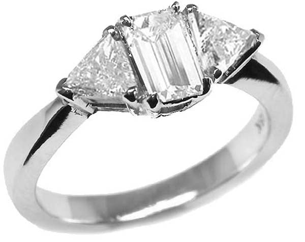 0.57ct Emerald Cut 18k White Gold Diamond Engagement Ring