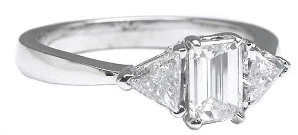0.57ct Emerald Cut 18k White Gold Diamond Engagement Ring