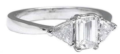 0.57ct Emerald Cut 18k White Gold Diamond Engagement Ring