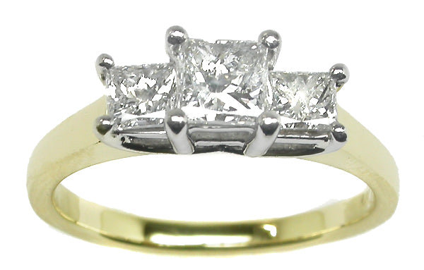 0.5ct Princess Cut 14k Yellow Gold Platinum Diamond Engagement Ring
