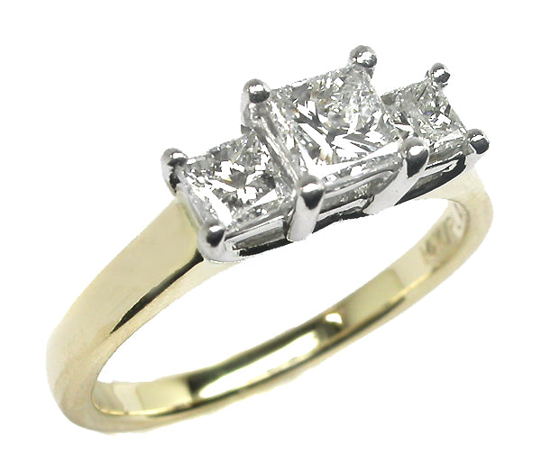 0.5ct Princess Cut 14k Yellow Gold Platinum Diamond Engagement Ring