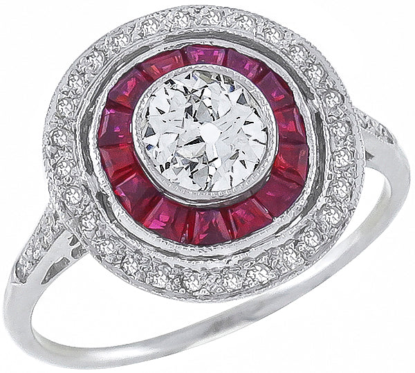 0.60ct Diamond 0.58ct Ruby Engagement Ring